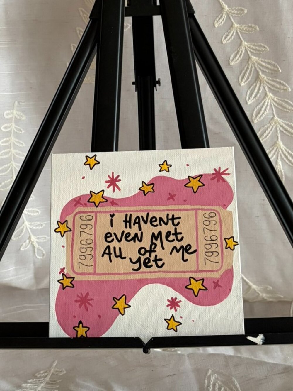 Hand Painted Inspirational Quote Ticket Canvas 6x6